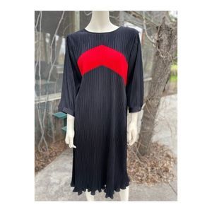 Vintage 80s The Forgotten Woman Accordion Pleat Shift Dress Color Block Volup